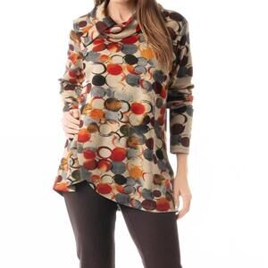 NEW PURE ESSENCE circle design tunic in brown tones